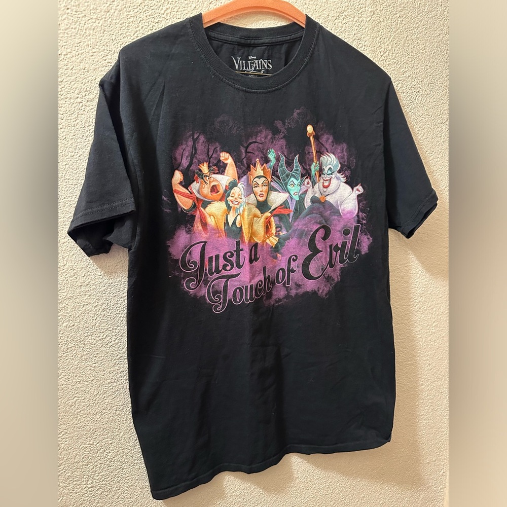 Disney T Shirt Villains Just A Touch Of Evil Women Black Cotton Graphic Medium